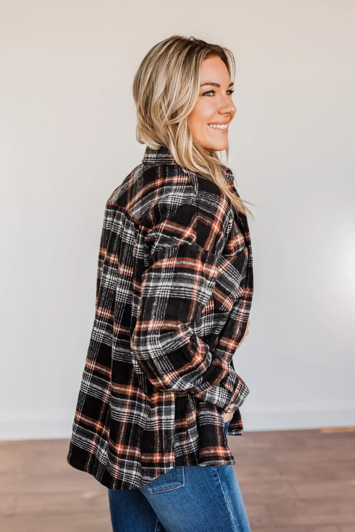 Happiest Pumpkin Plaid Jacket- Black & Orange - Image 15