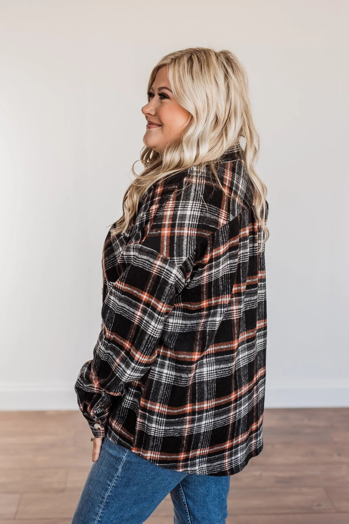 Happiest Pumpkin Plaid Jacket- Black & Orange - Image 16