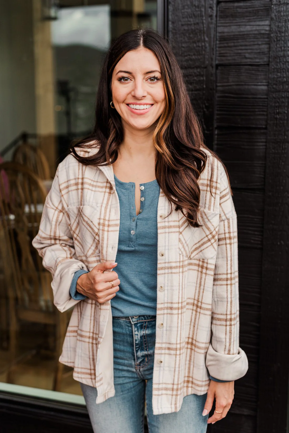 Happiest Of All Plaid Jacket- Cream & Taupe - Image 15