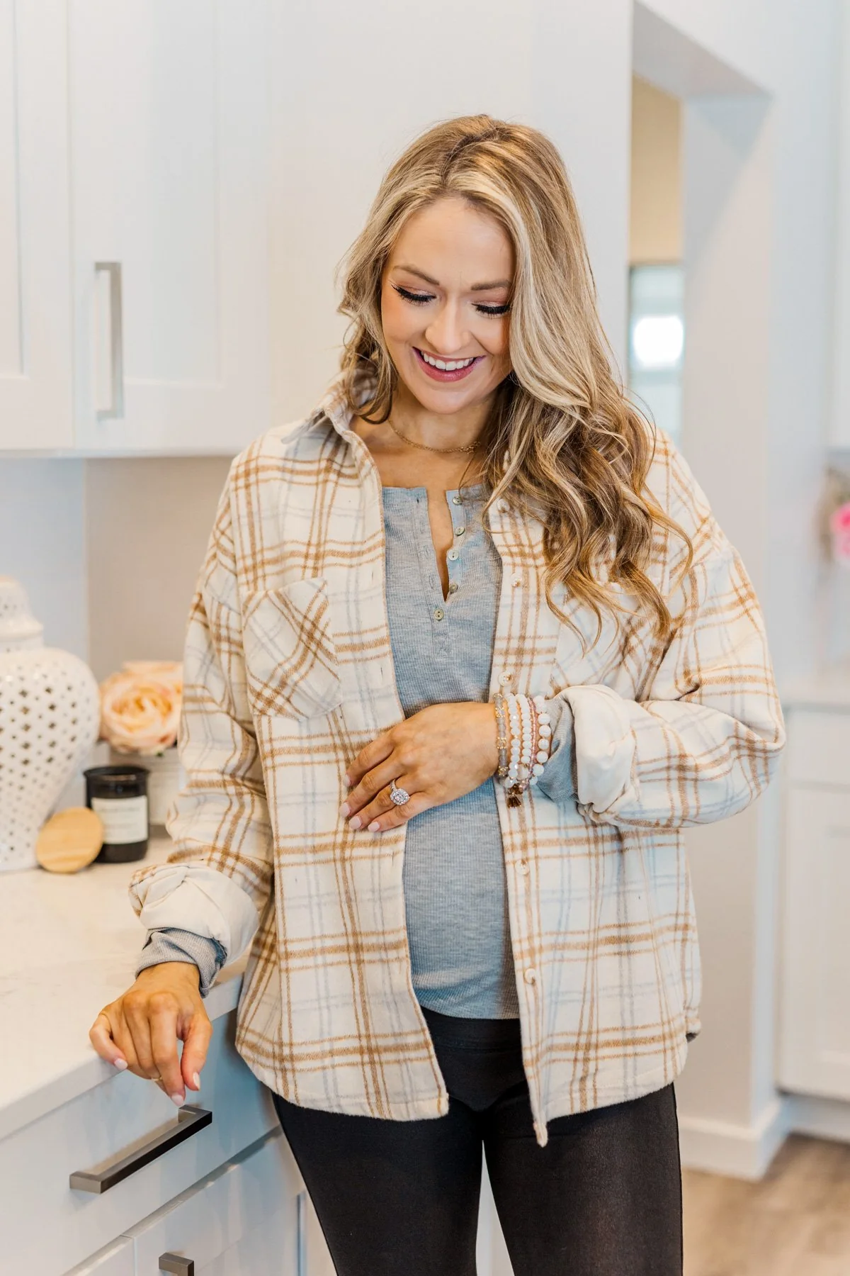 Happiest Of All Plaid Jacket- Cream & Taupe - Image 5