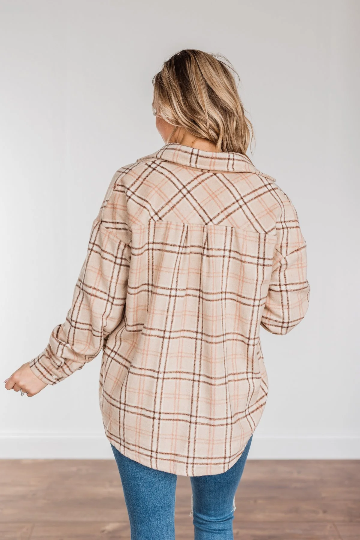 Happiest Of All Plaid Jacket- Taupe & Chocolate - Image 14