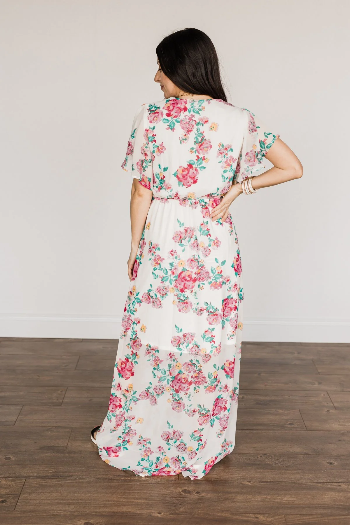 Happily Ever After Floral Maxi Dress- Off-White & Pink - Image 7