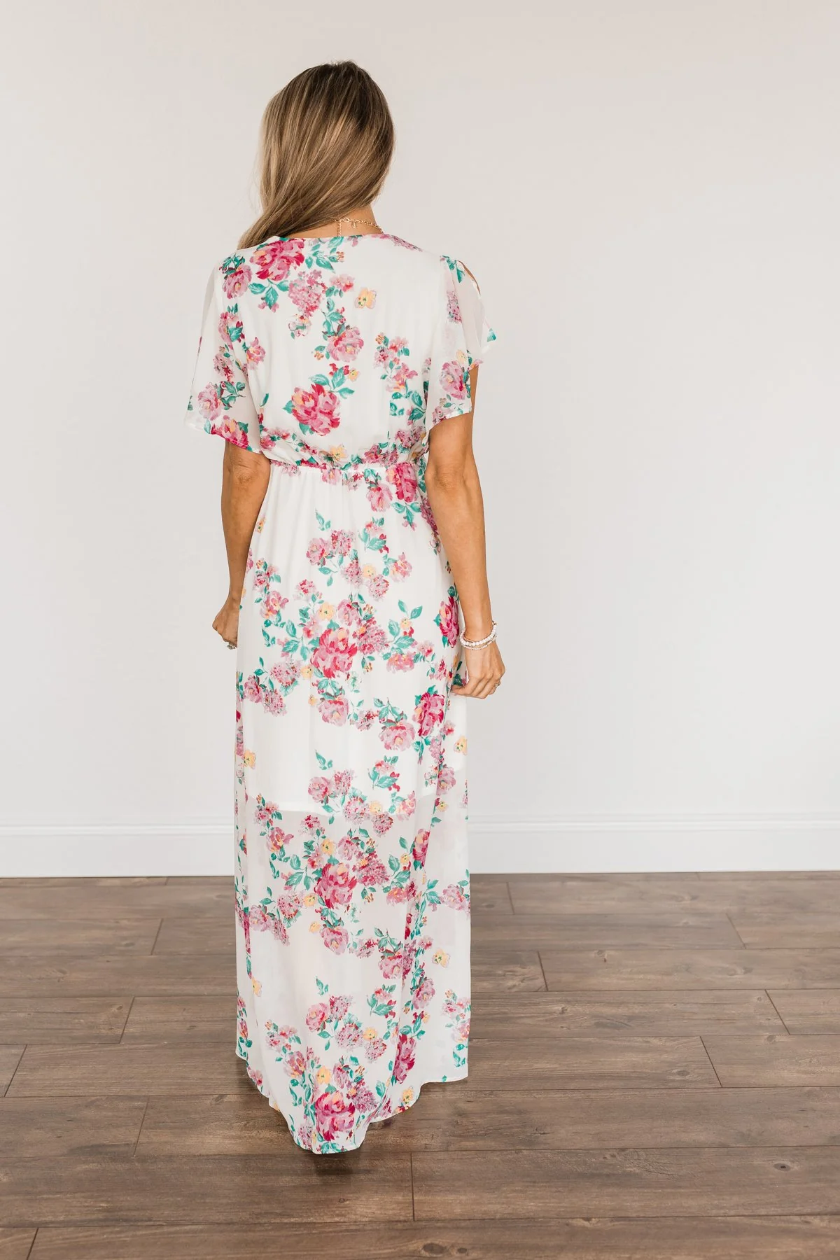 Happily Ever After Floral Maxi Dress- Off-White & Pink - Image 8