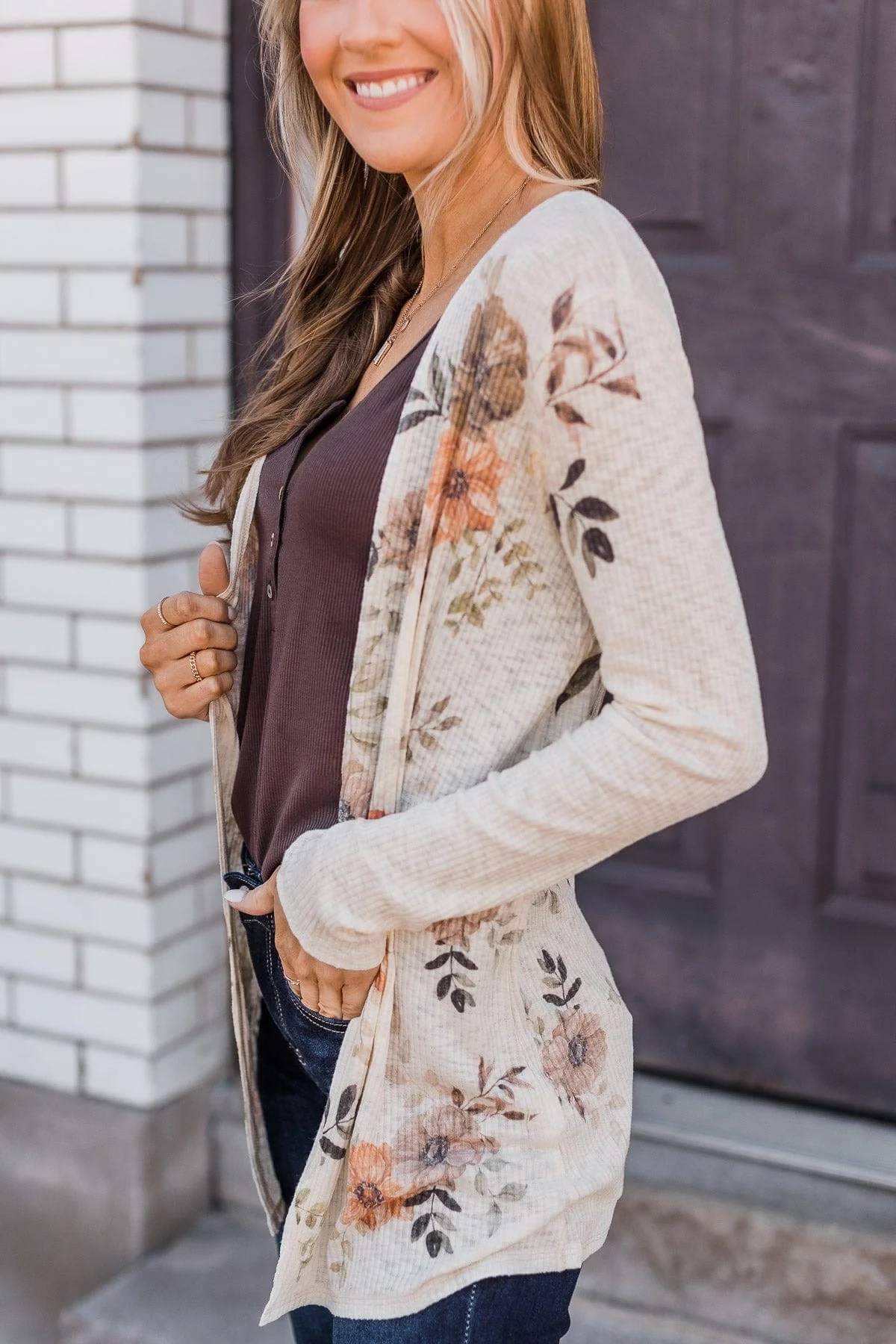 Happiness Guaranteed Floral Knit Cardigan- Cream - Image 4