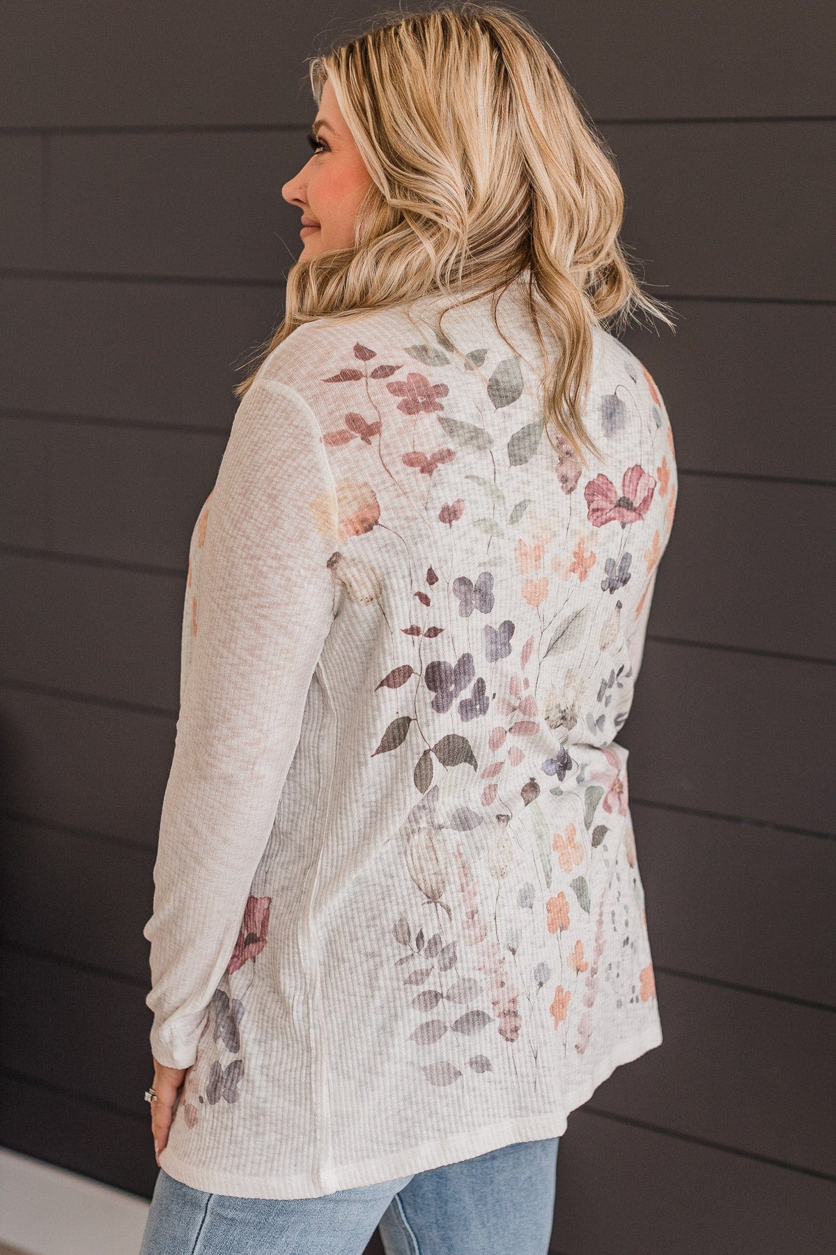 Happiness Guaranteed Floral Knit Cardigan- Peach & Sage - Image 6