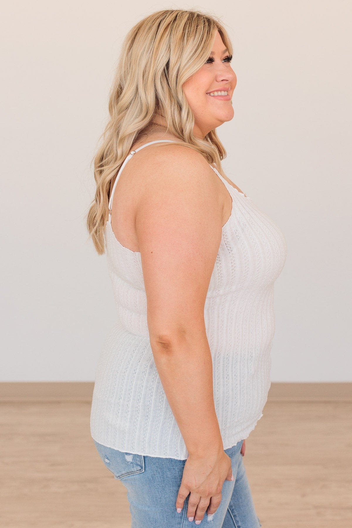 Happiness Is Within Ribbed Knit Tank- Ivory - Image 8