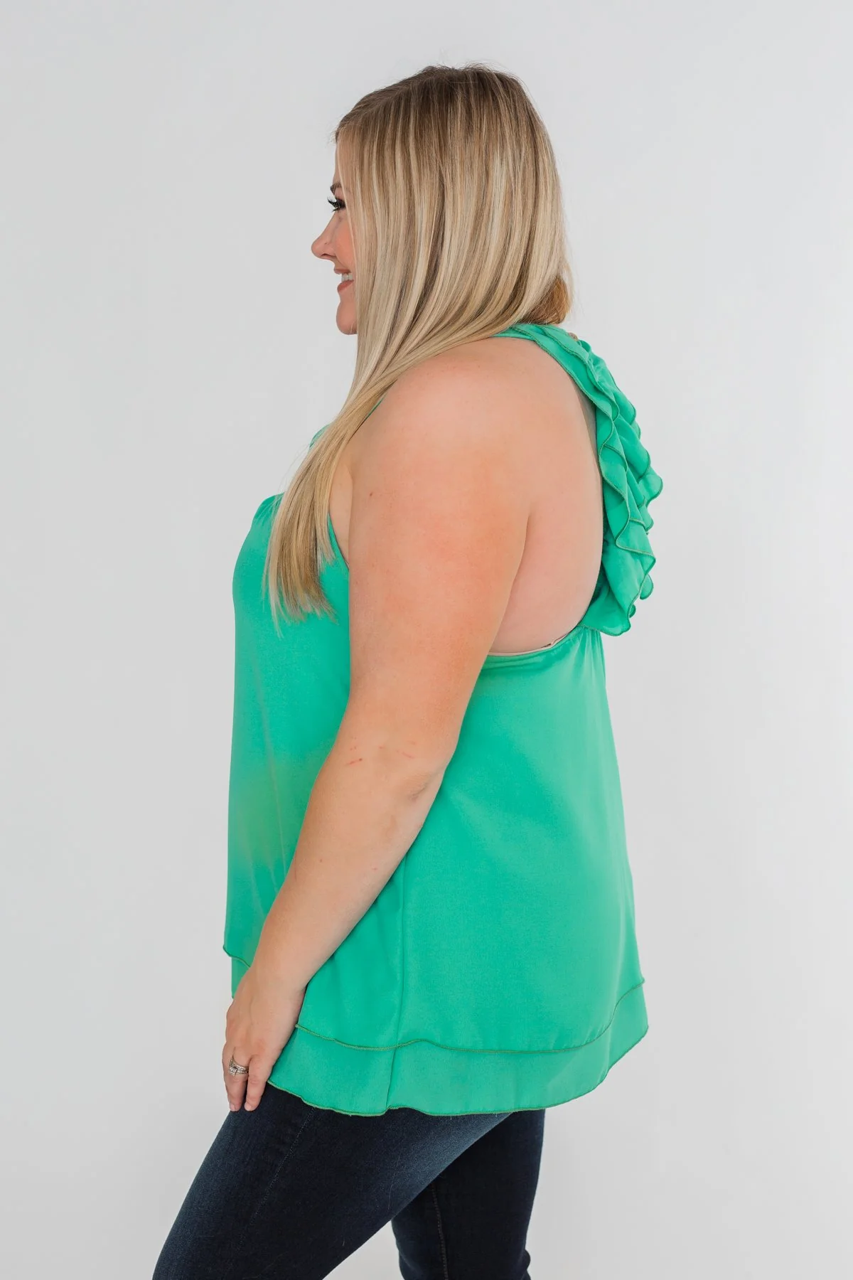 Happy Days Racerback Ruffle Tank Top- Teal - Image 11