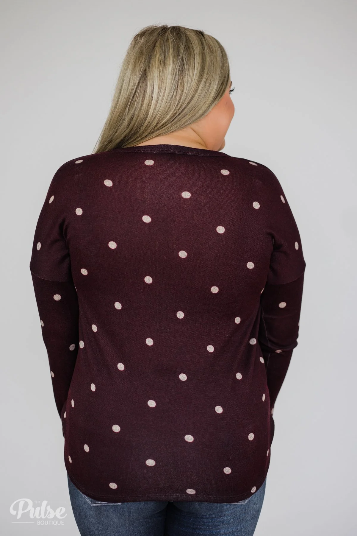 Happy Ending Polka Dot Knot Top- Eggplant - Image 11