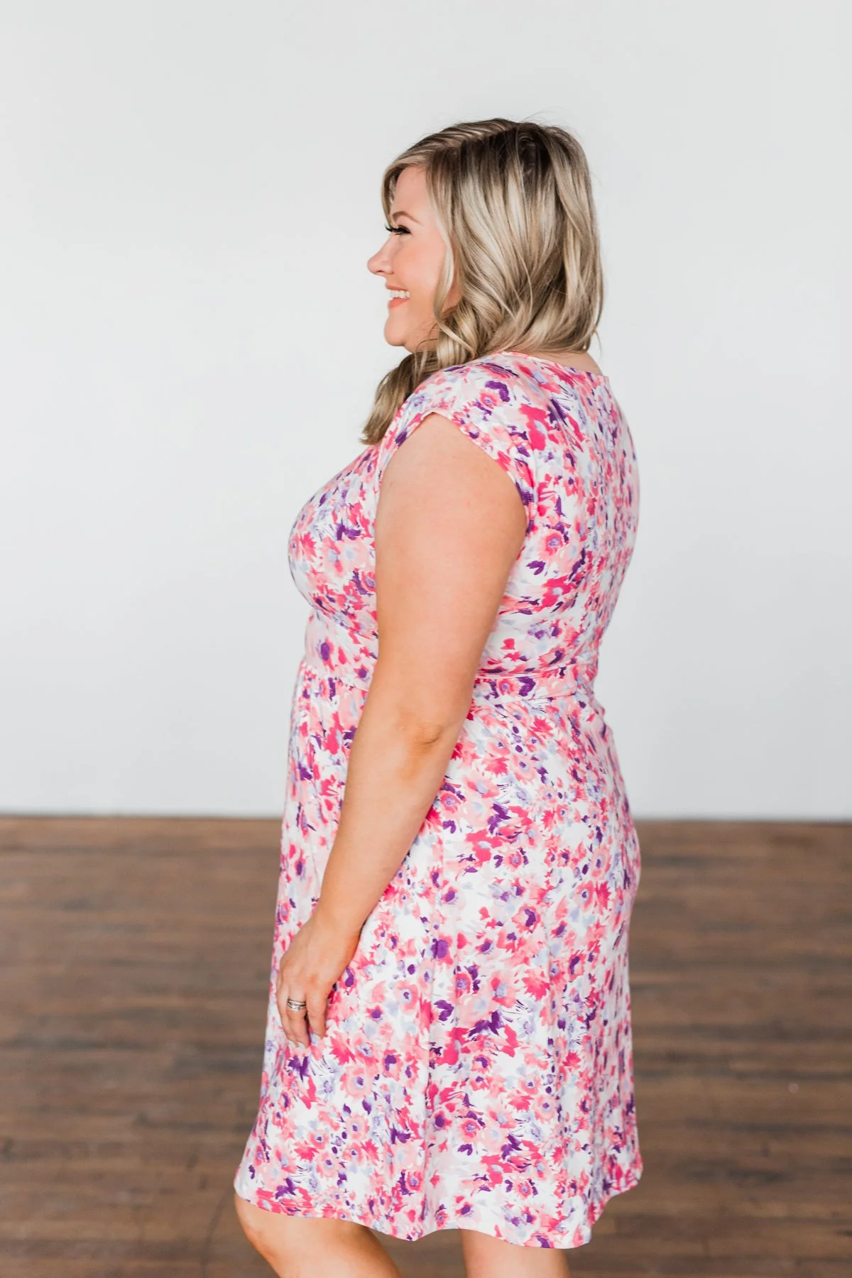Happy Feelings Floral Dress- Ivory & Pink - Image 10