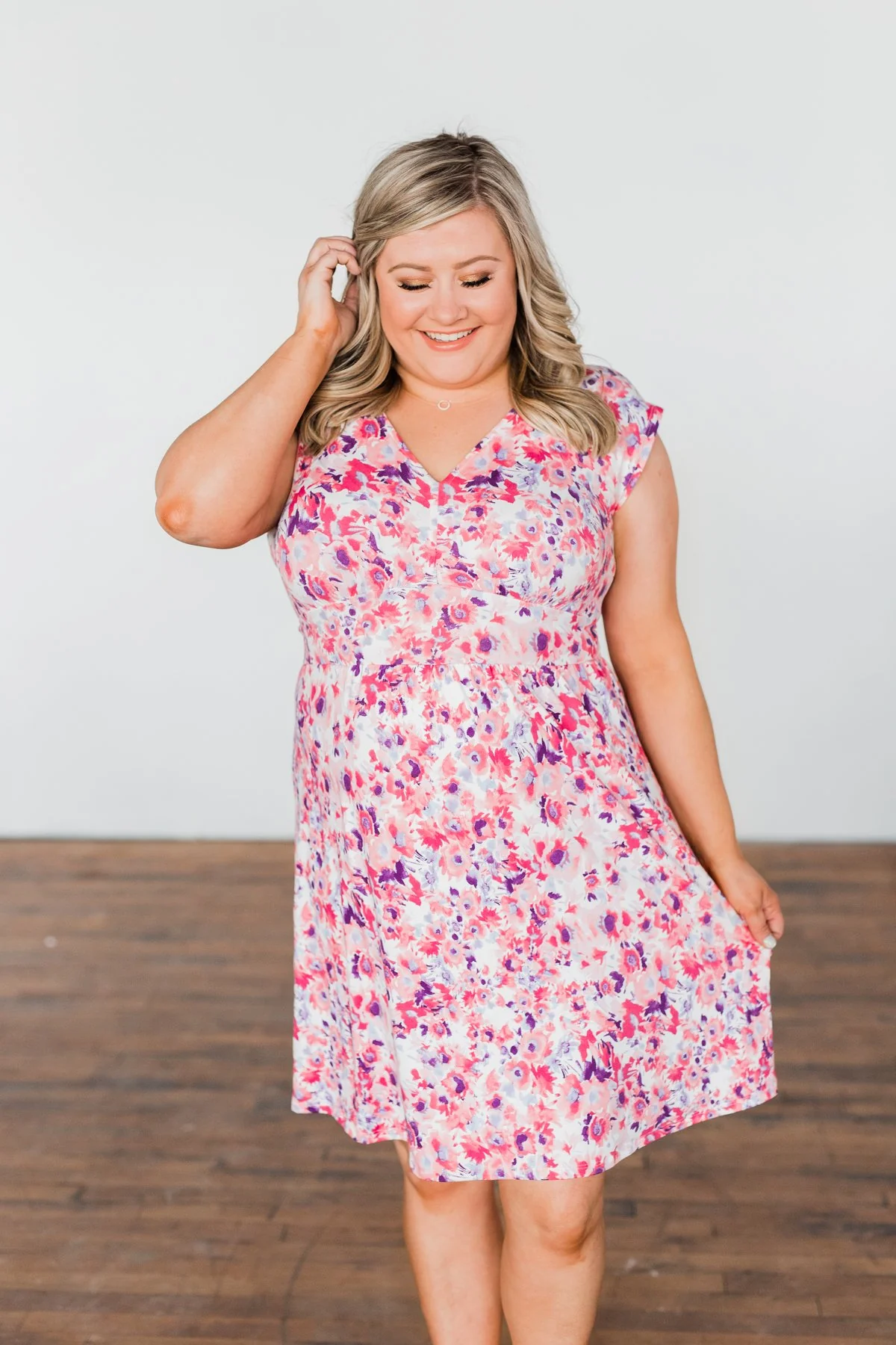 Happy Feelings Floral Dress- Ivory & Pink - Image 6
