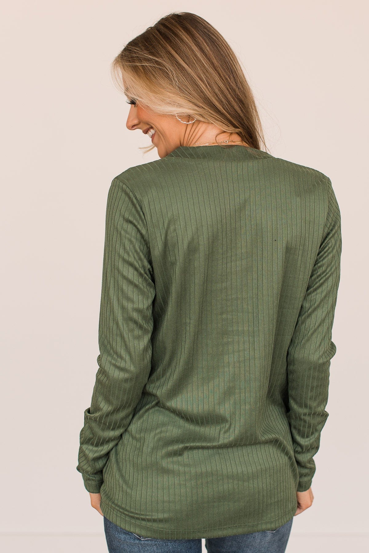 Happy For You Ribbed Knit Top- Olive - Image 8