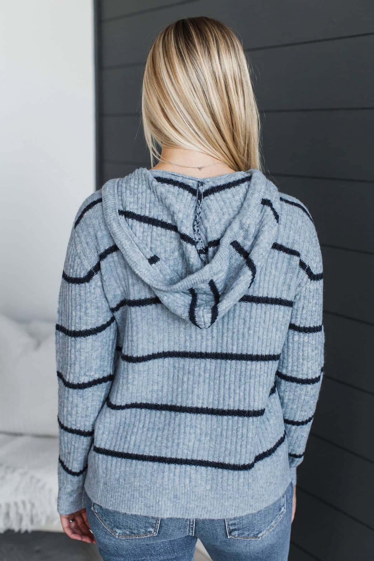 Happy Soul Hooded Knit Sweater- Denim Blue - Image 6