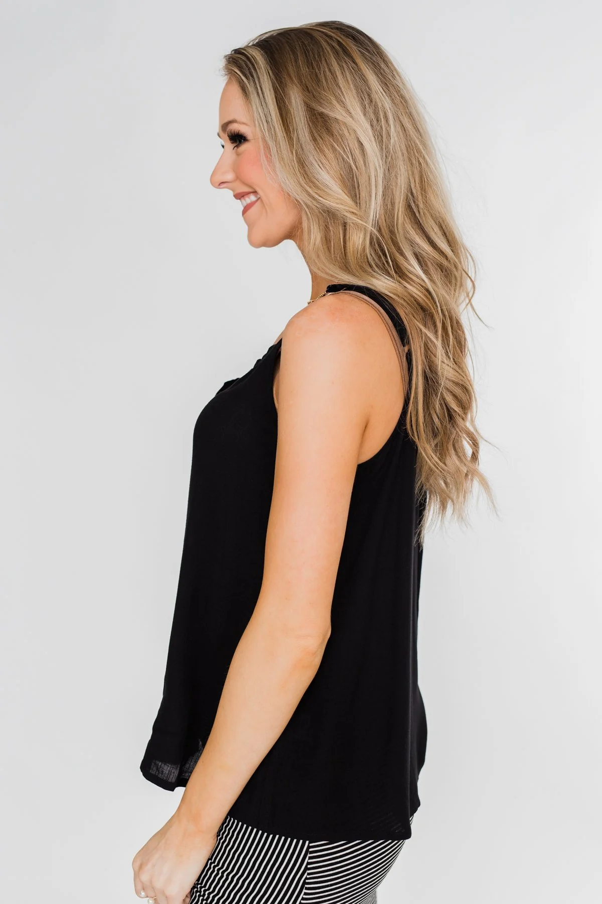 Happy Together Ruffle Tank Top- Black - Image 9