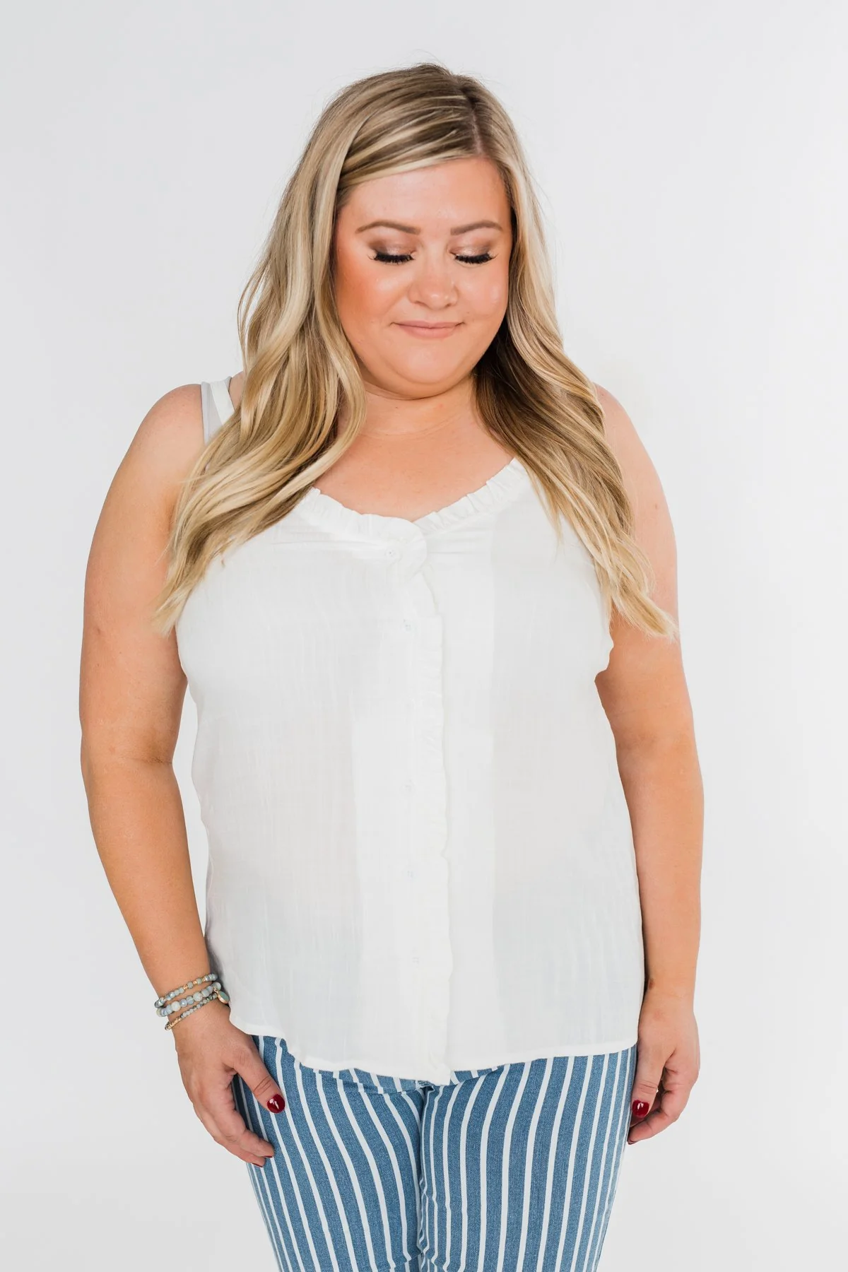 Happy Together Ruffle Tank Top- Ivory - Image 10