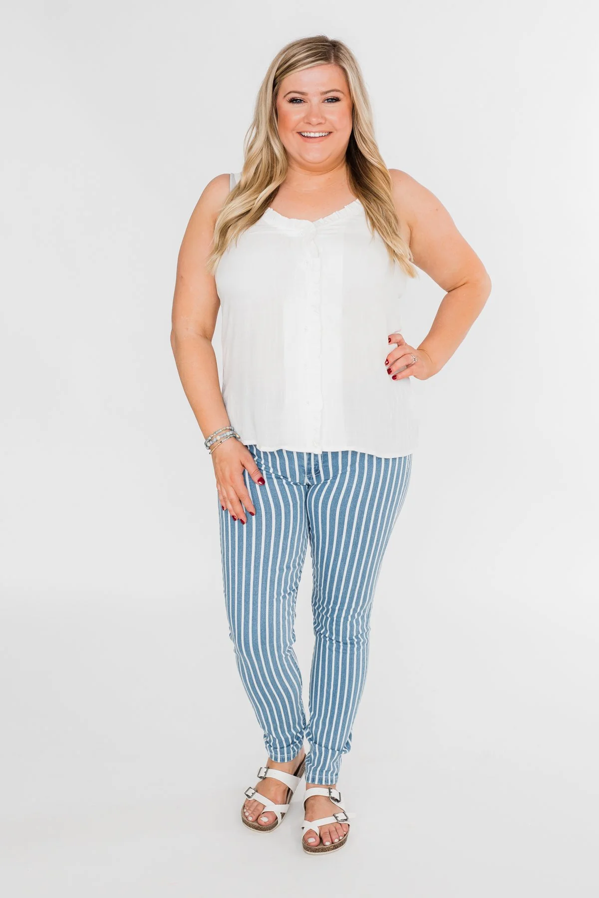 Happy Together Ruffle Tank Top- Ivory - Image 6