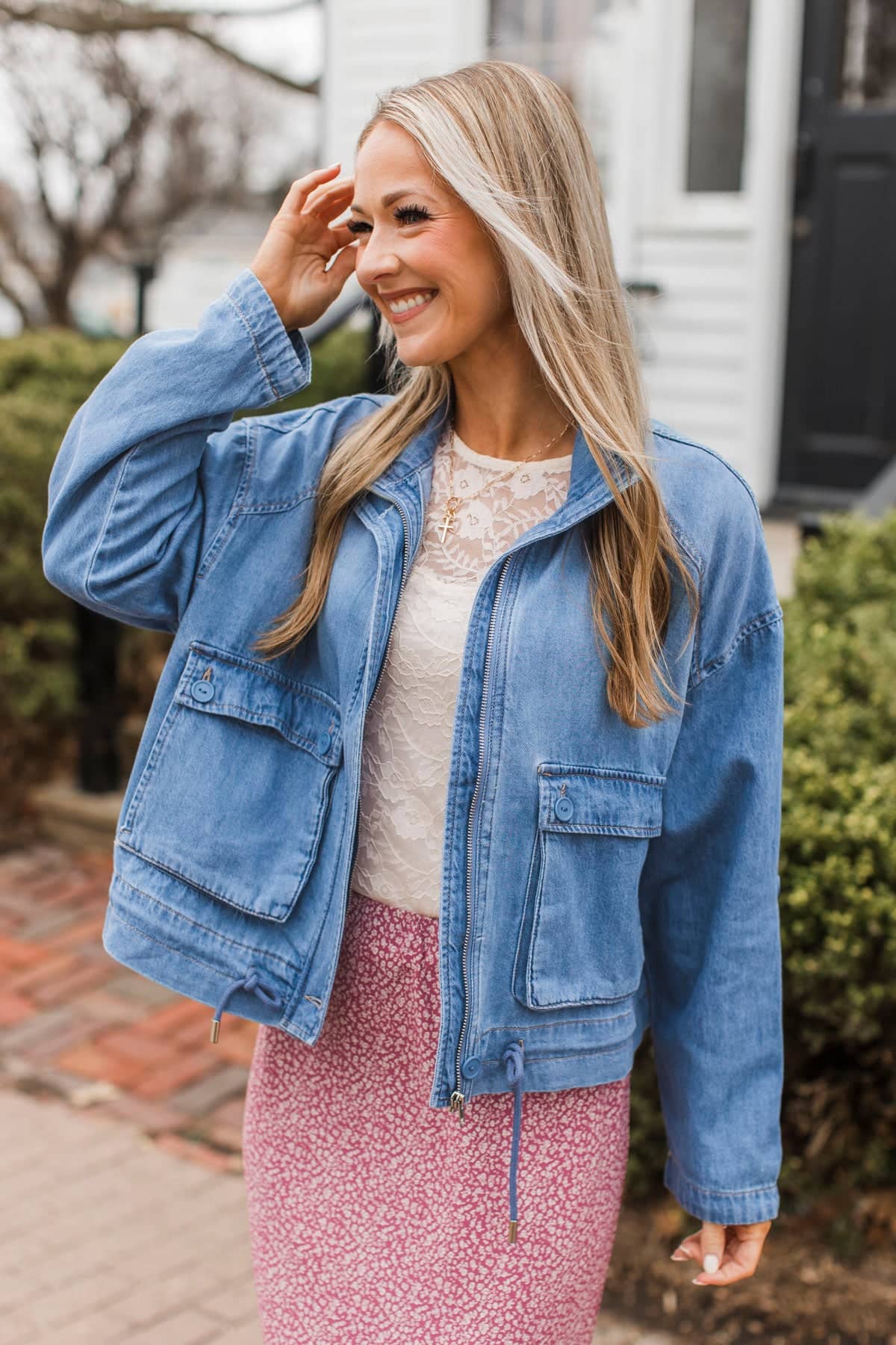 Hard To Believe Lightweight Denim Jacket- Medium Wash - Image 2
