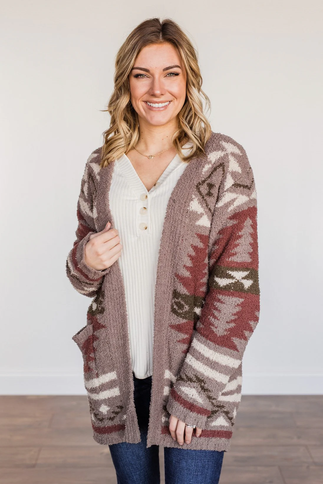 Hard to Forget Aztec Cardigan- Mocha - Image 2
