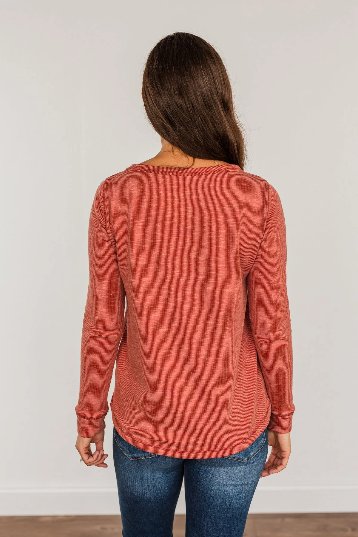 Harvest Happenings Knit Pocket Top- Dark Rust - Image 10