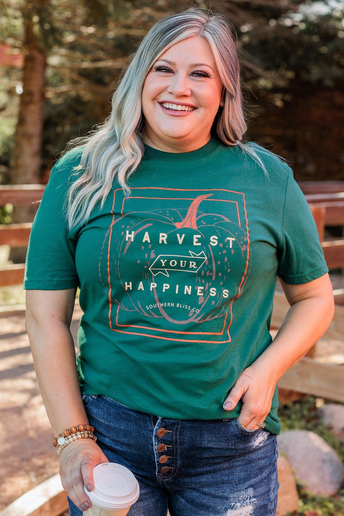"Harvest Your Happiness" Graphic Tee- Dark Jade - Image 7