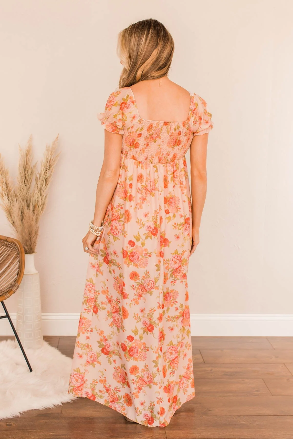 Have Confidence In Me Floral Maxi Dress- Peach - Image 8