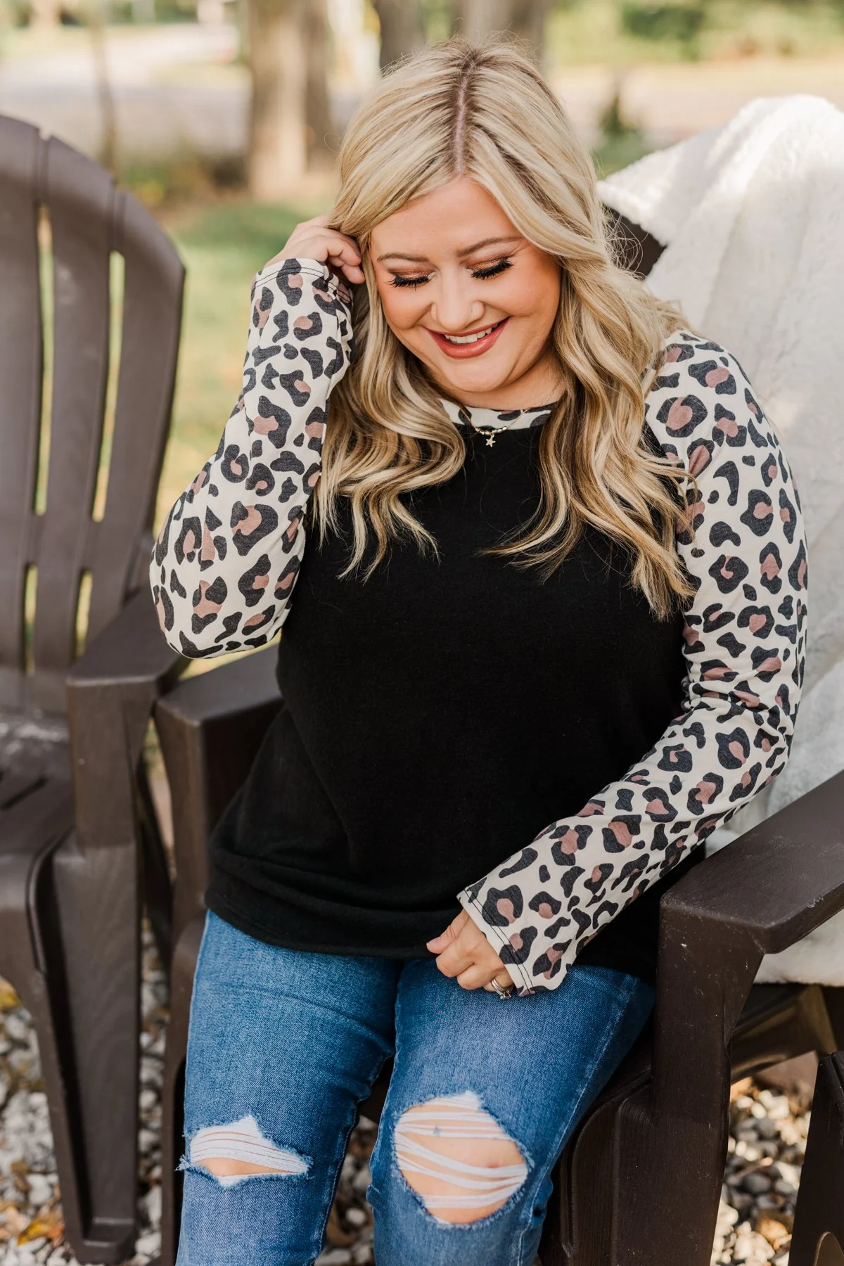 Have It All Leopard Raglan Top- Black - Image 9