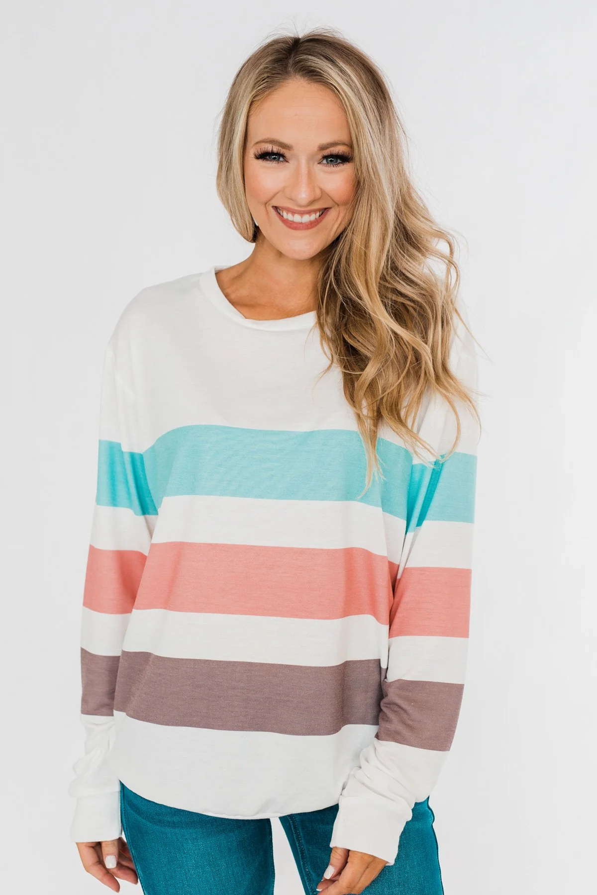 Have Some Fun Striped Pullover Top- Ivory - Image 2