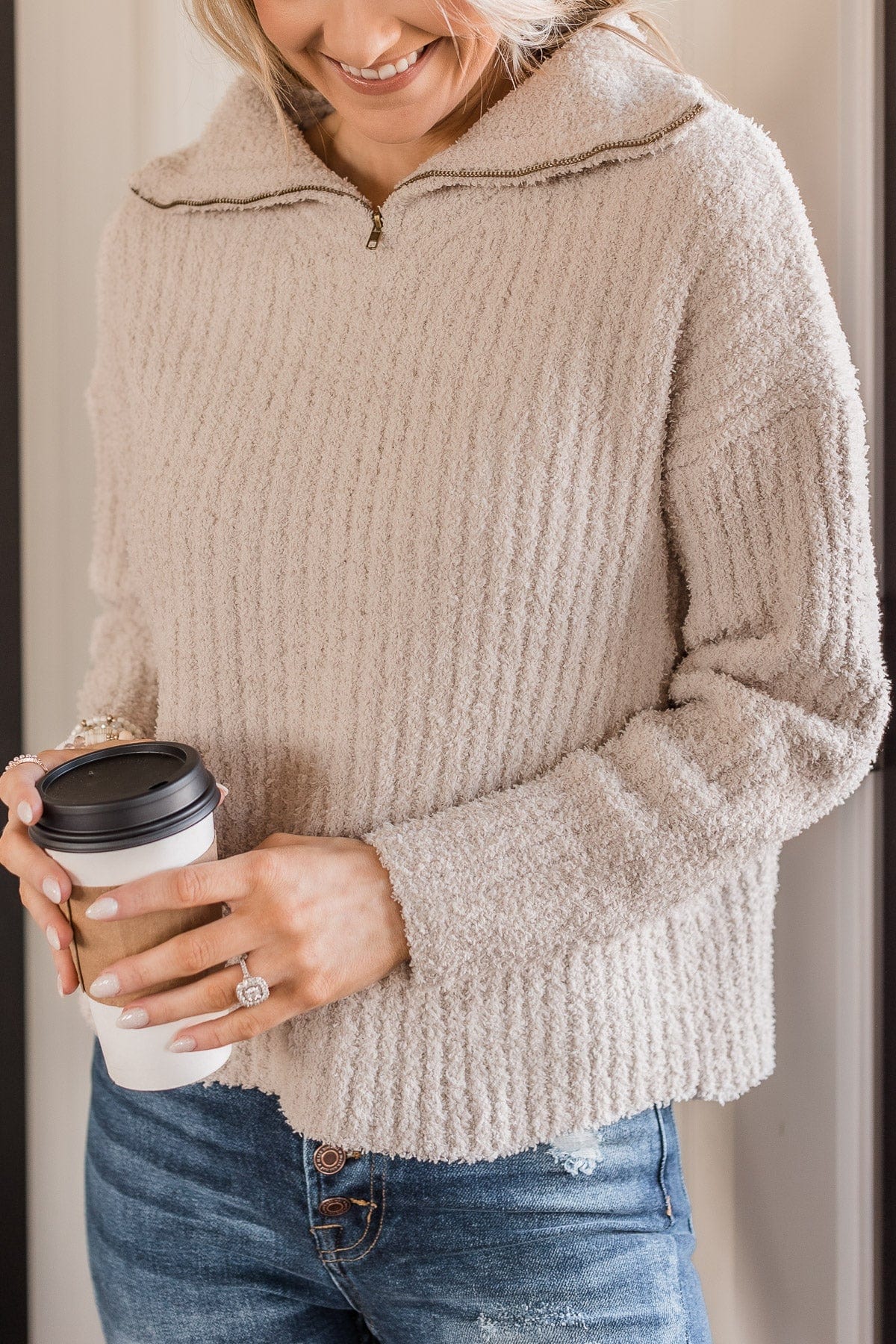 Haven't You Heard Knit Pullover Top- Light Taupe - Image 2