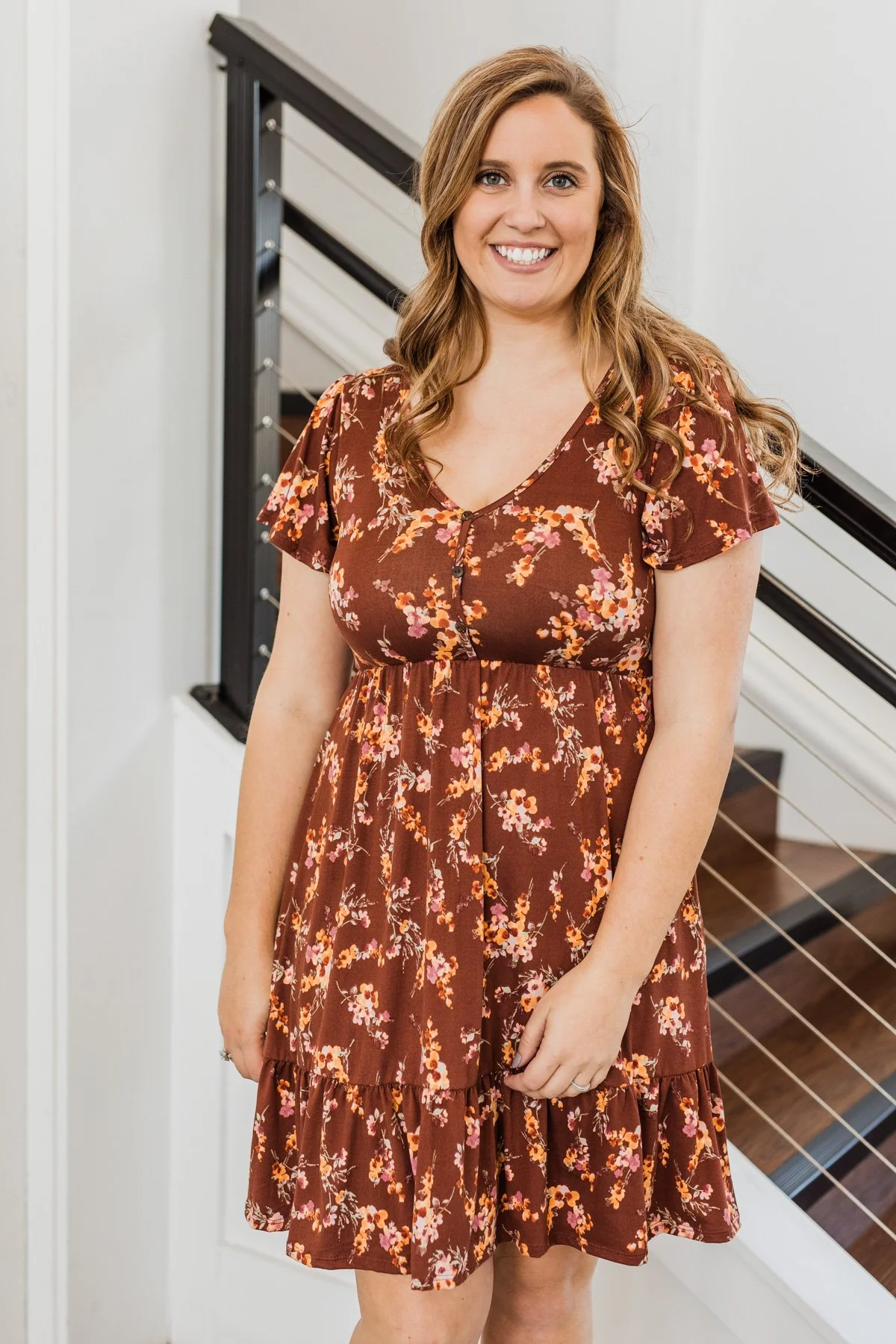 Having Fun Floral Print Dress- Rust - Image 2