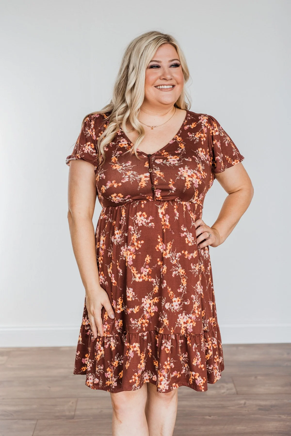 Having Fun Floral Print Dress- Rust - Image 8