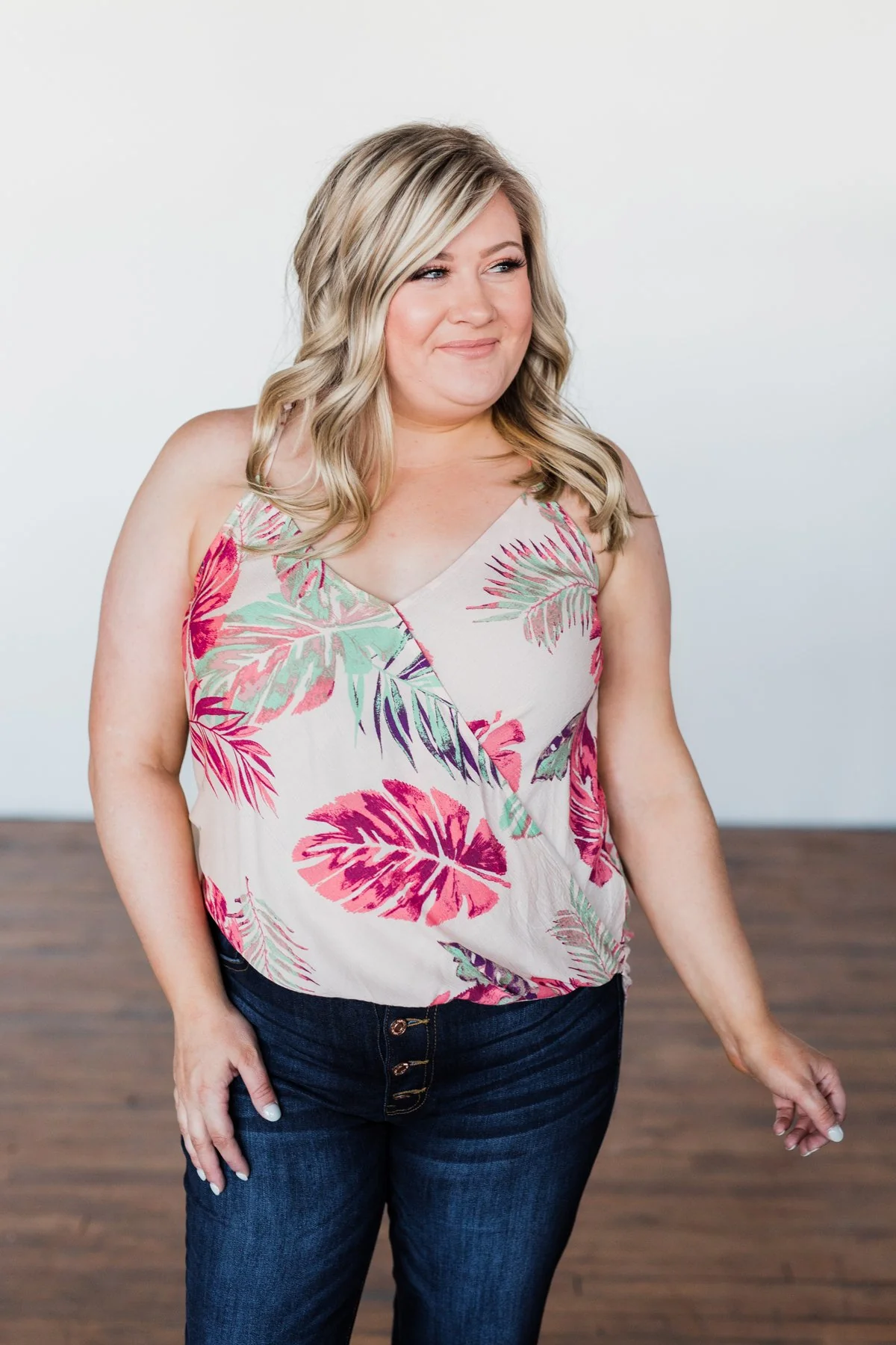 Hawaiian Breeze Floral Wrap Tank Top- Multi-Colored - Image 10
