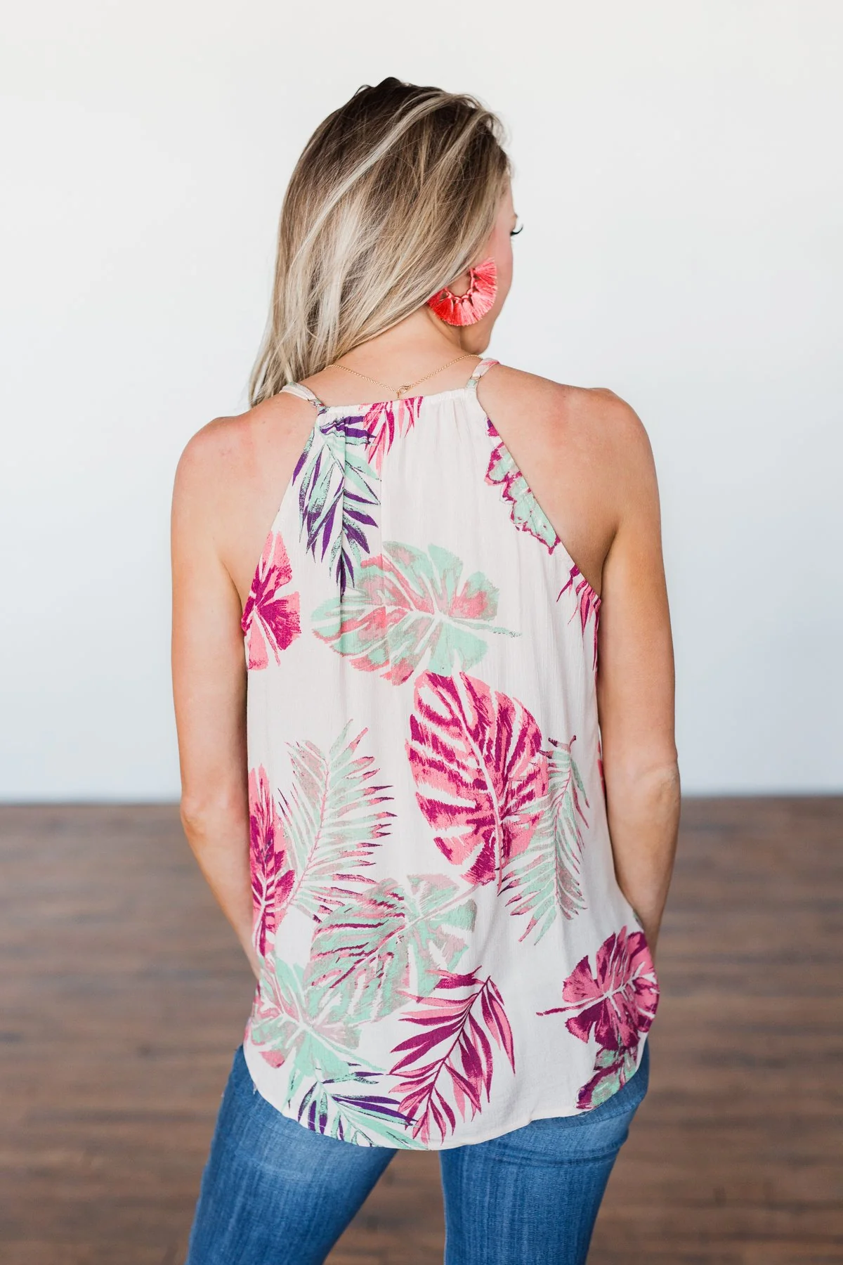 Hawaiian Breeze Floral Wrap Tank Top- Multi-Colored - Image 14