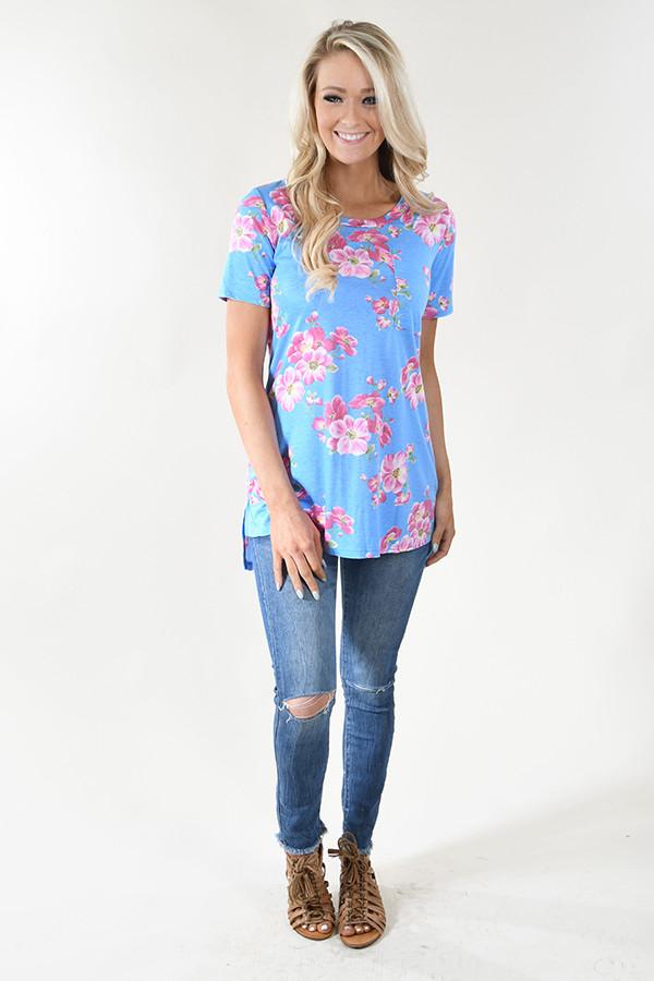 Hawaiian Fun Floral Top - Light Blue - Image 2