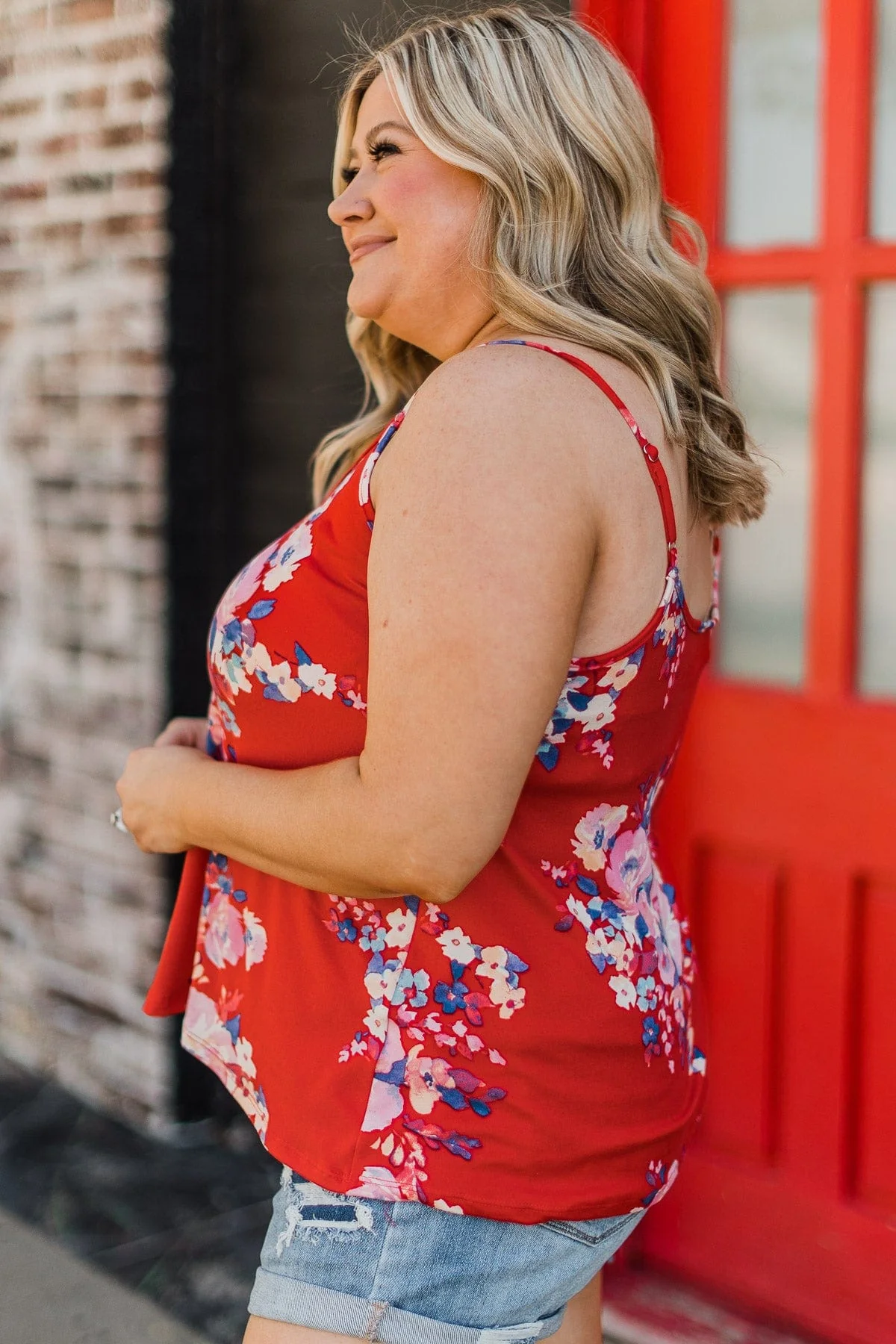 Head Held High Floral Tank Top- Red - Image 5