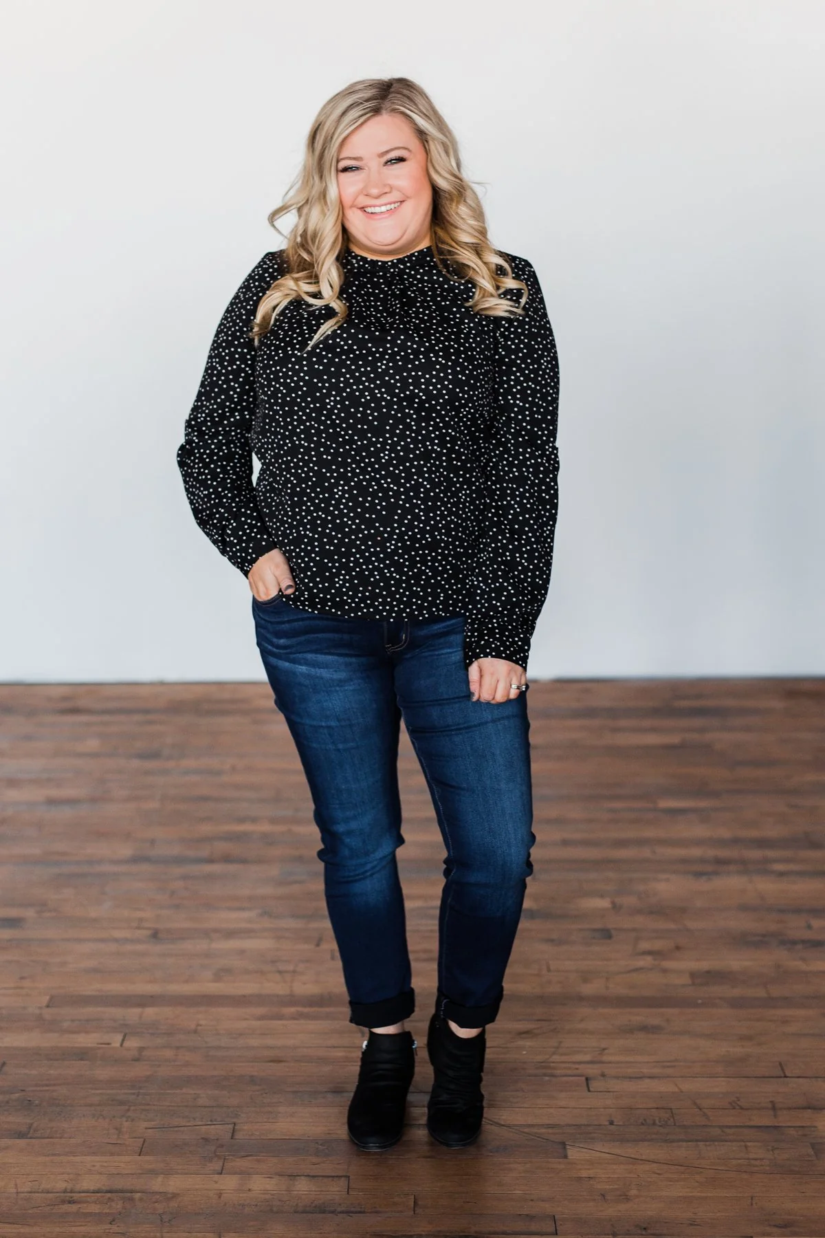 Head Over Heels Polka Dot Blouse- Black - Image 2