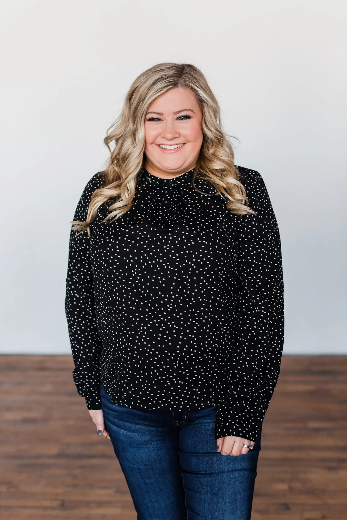 Head Over Heels Polka Dot Blouse- Black - Image 6