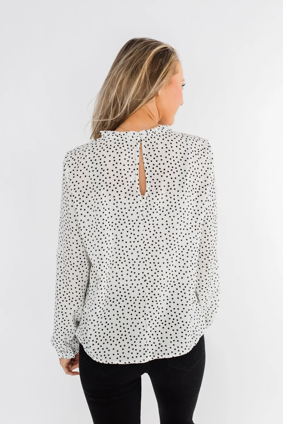 Head Over Heels Polka Dot Blouse- Ivory - Image 12