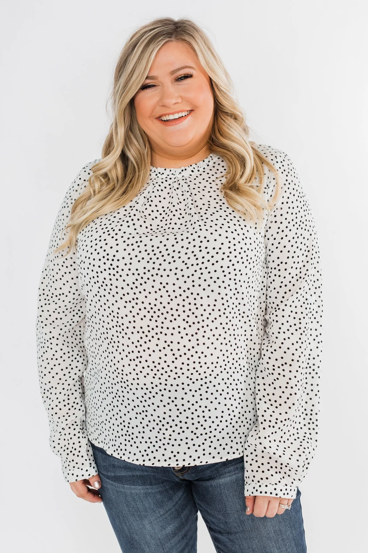 Head Over Heels Polka Dot Blouse- Ivory - Image 3