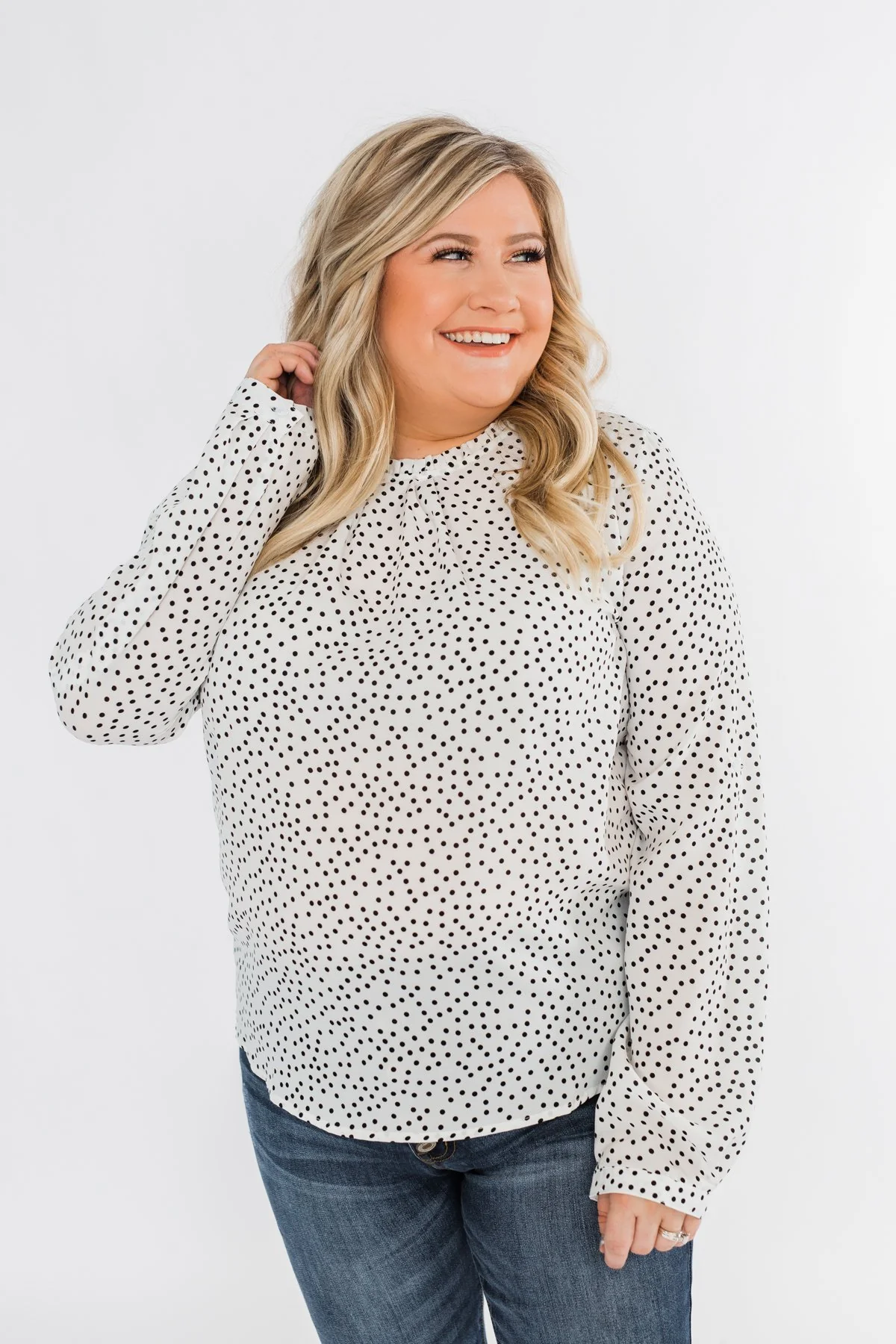 Head Over Heels Polka Dot Blouse- Ivory - Image 7