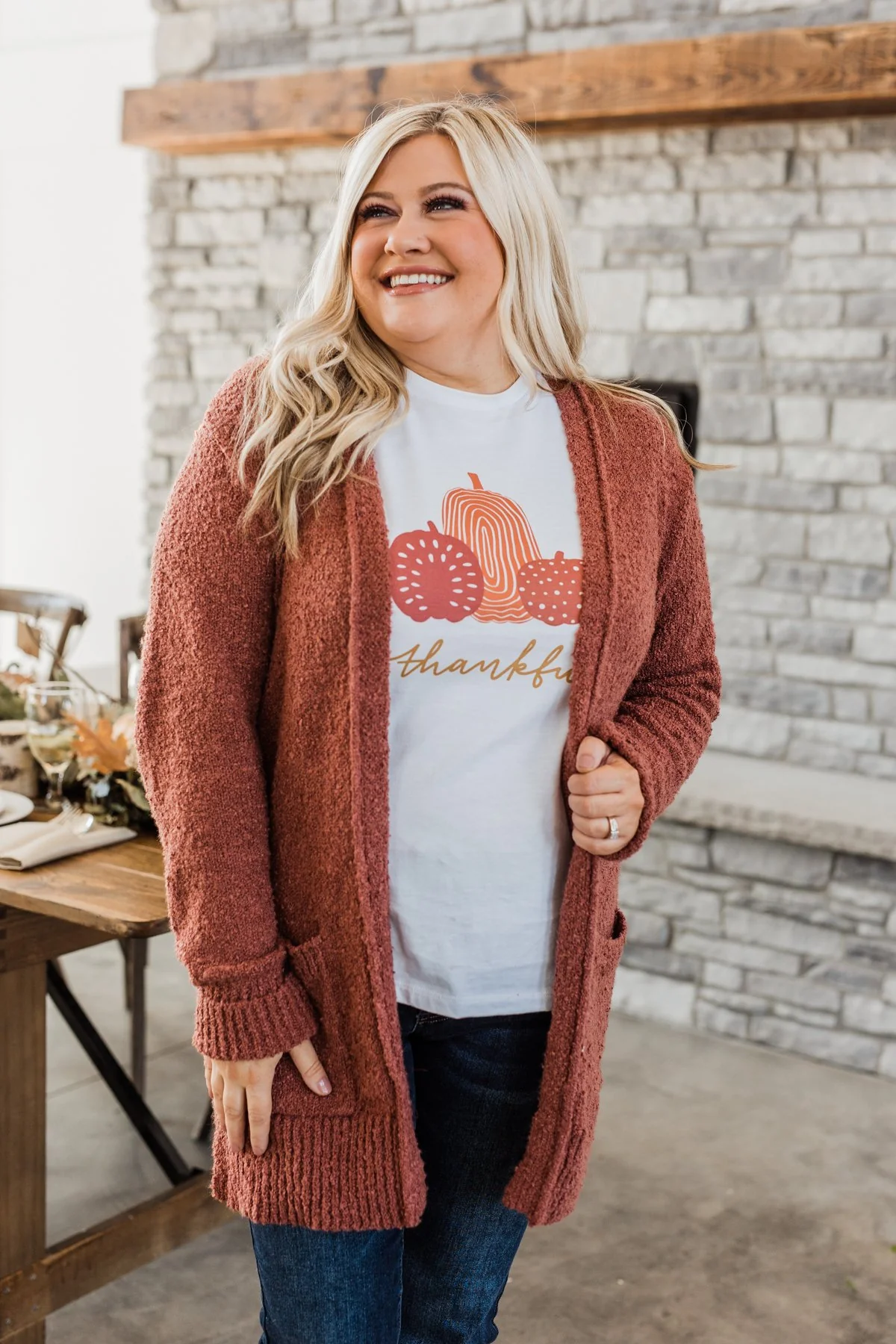 Head Turning Long Knit Cardigan- Rust - Image 4