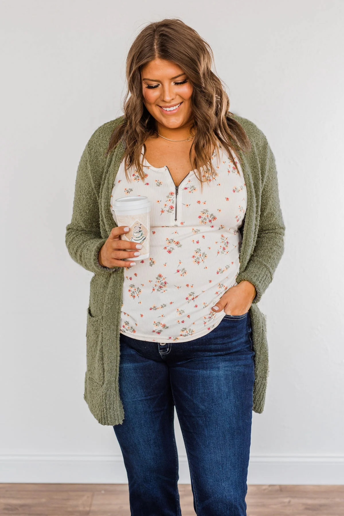 Head Turning Long Knit Cardigan- Sage - Image 2
