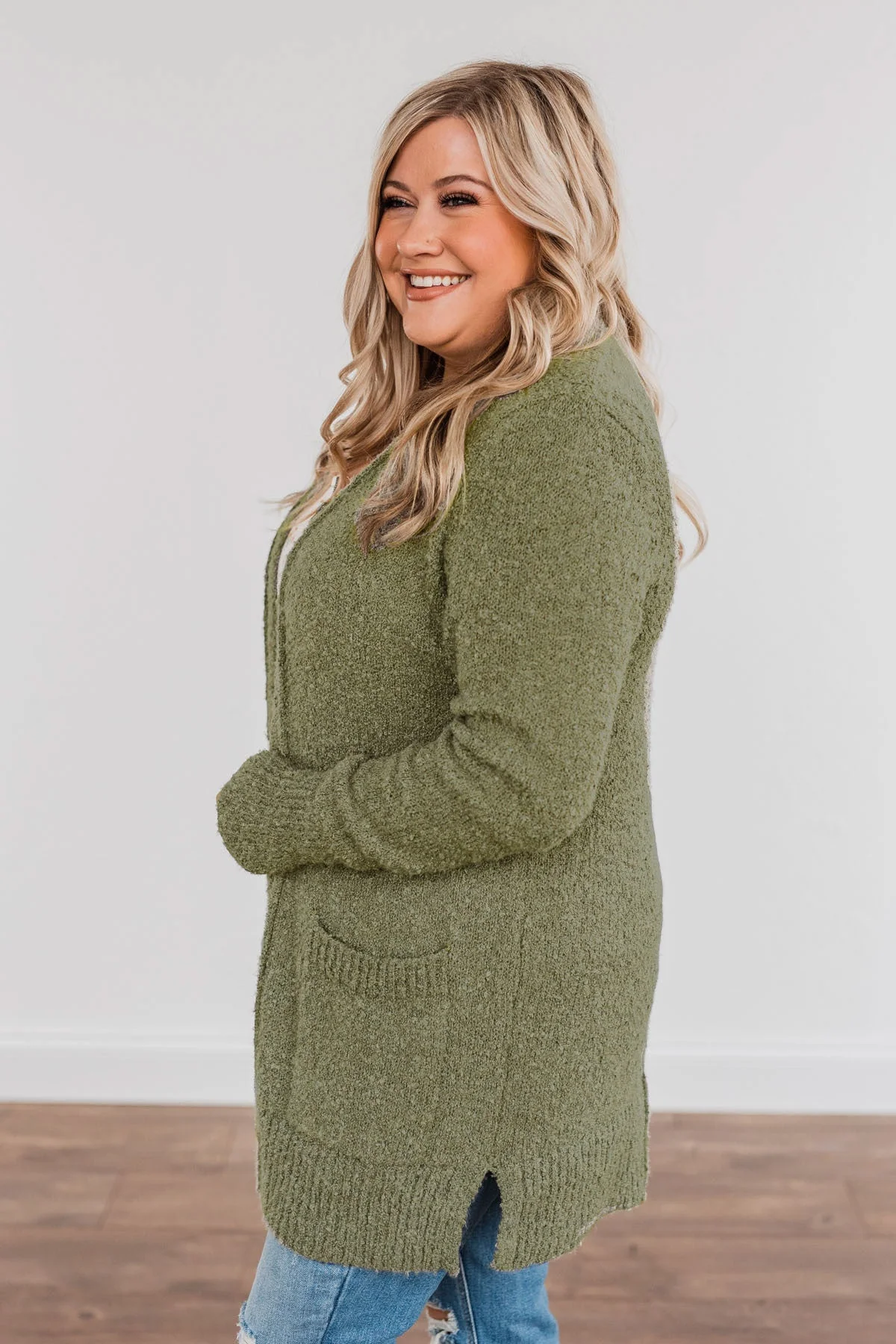 Head Turning Long Knit Cardigan- Sage - Image 7