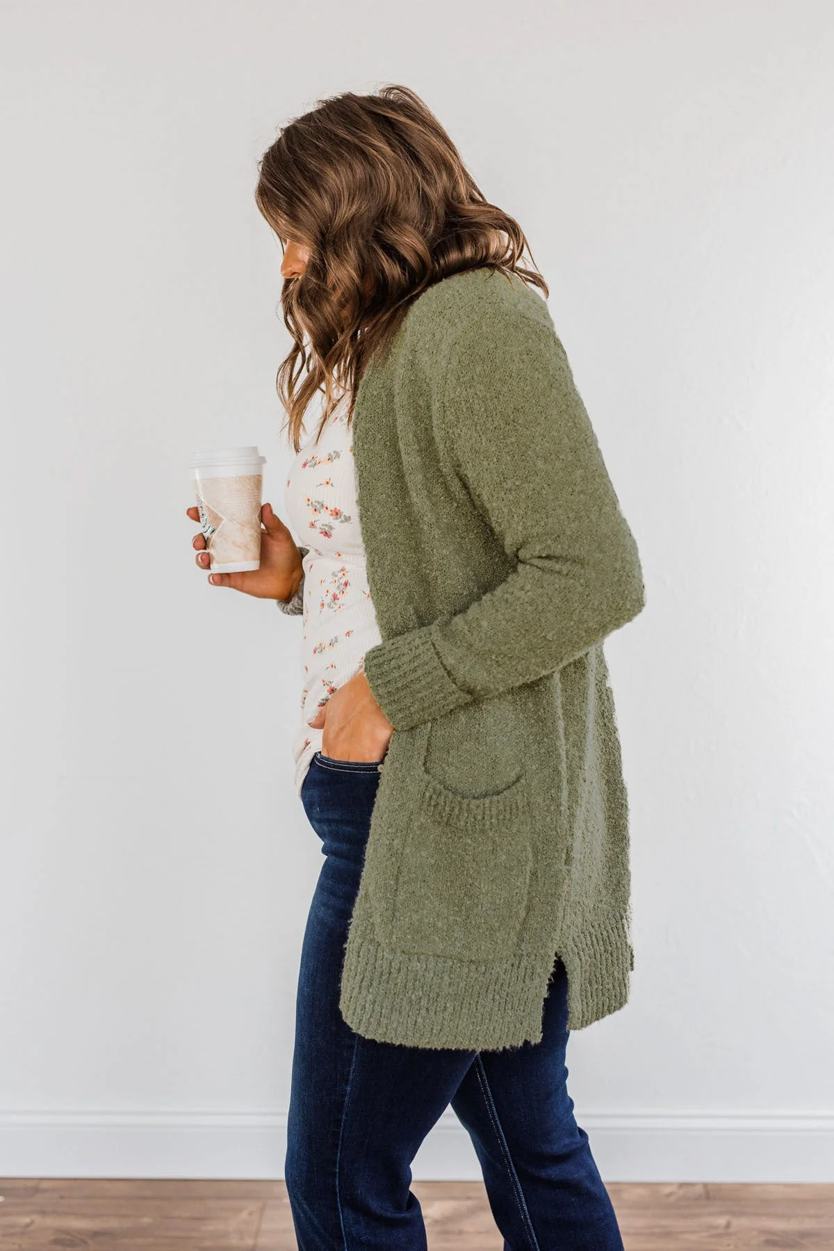 Head Turning Long Knit Cardigan- Sage - Image 8