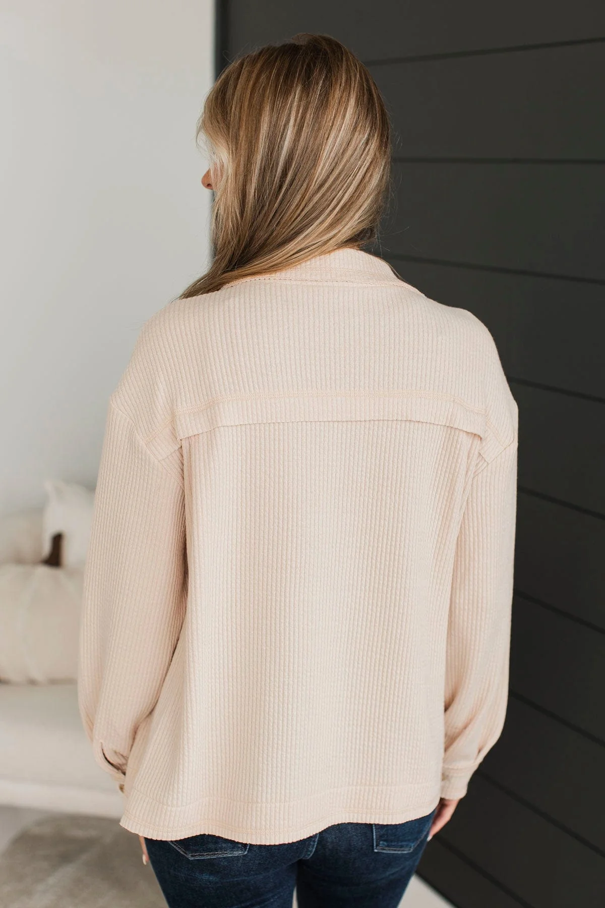 Headed To Town Ribbed Shirt Jacket- Oatmeal - Image 8