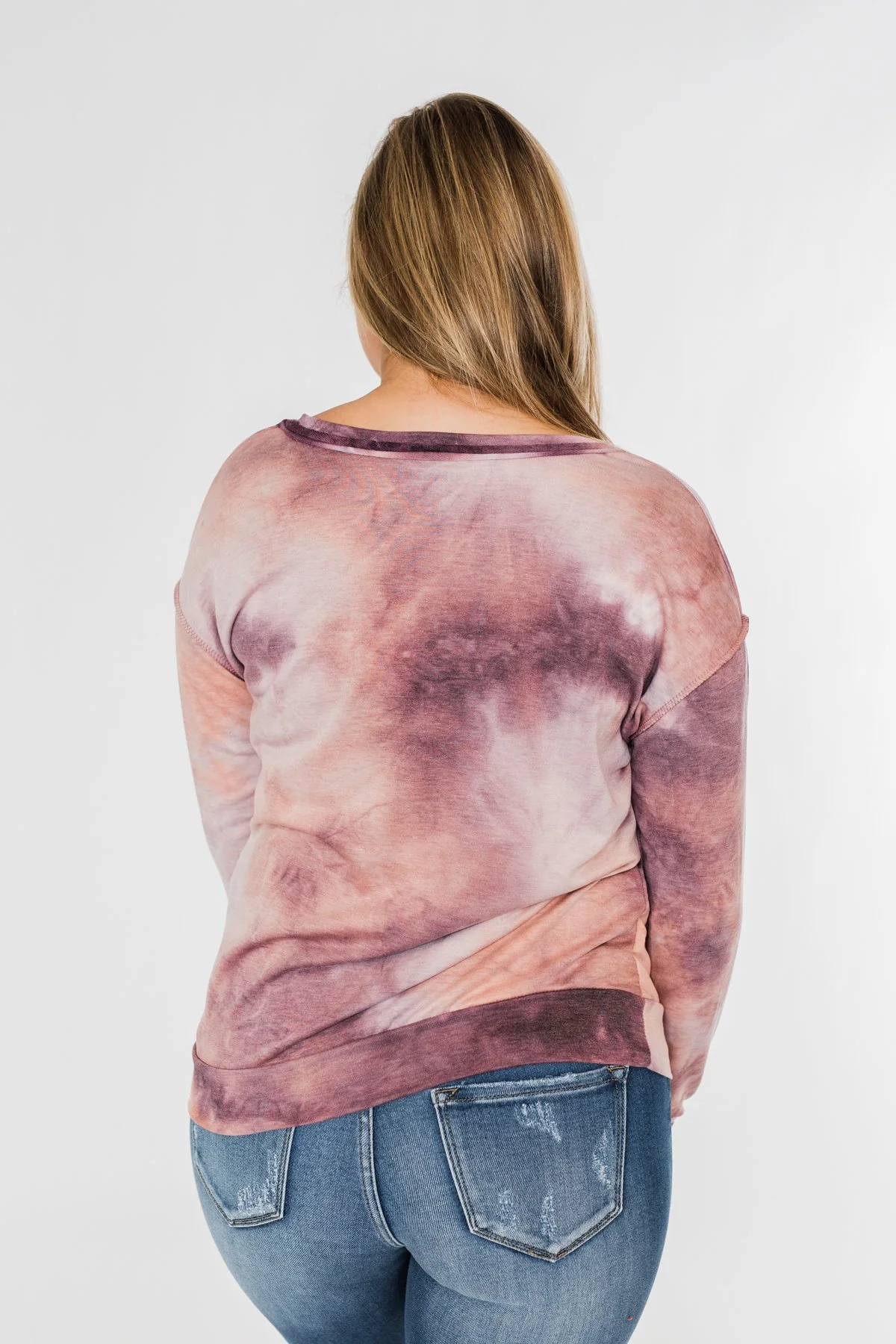Heart Beats For You Tie Dye Pullover- Purple & Dusty Peach - Image 11