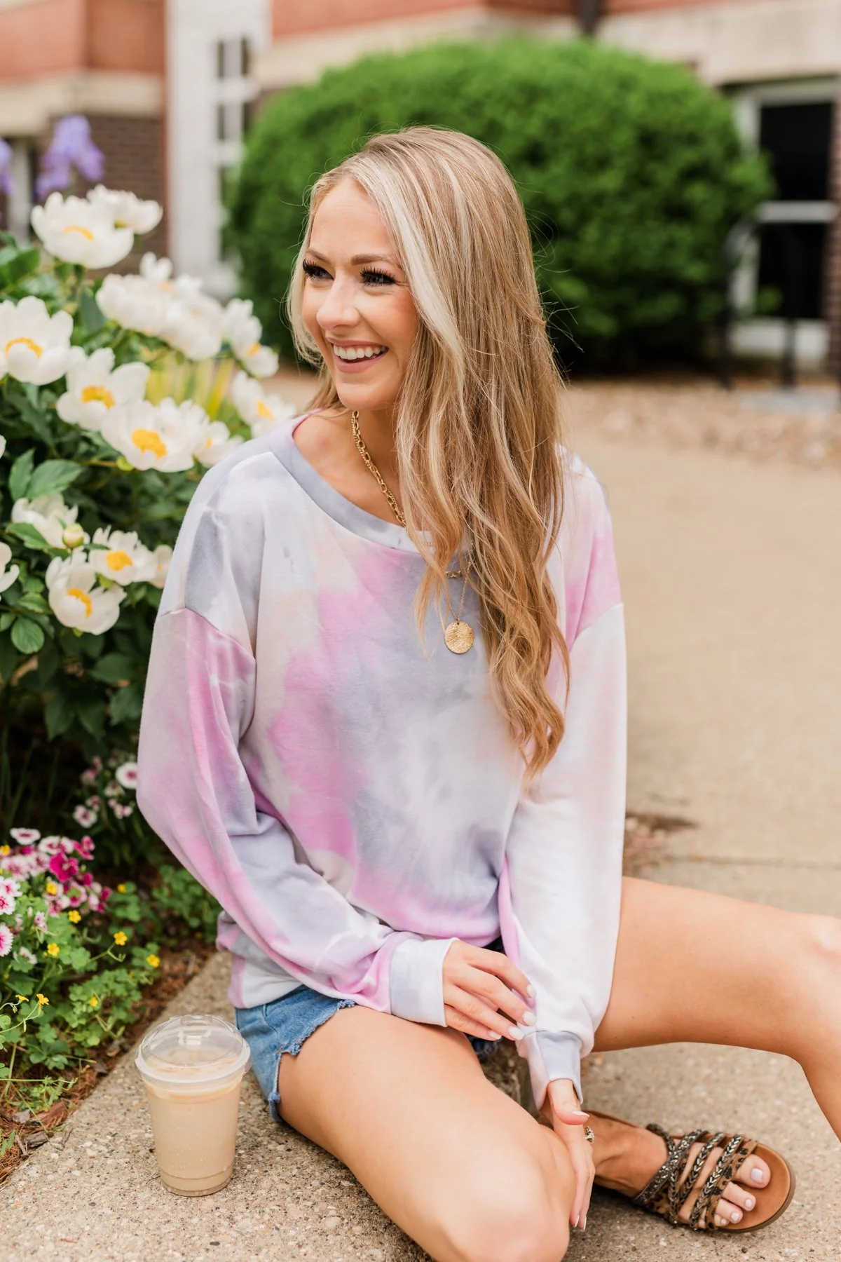 Heart Calls For Tie Dye Pullover Top- Grey, Orchid, & Peach - Image 7