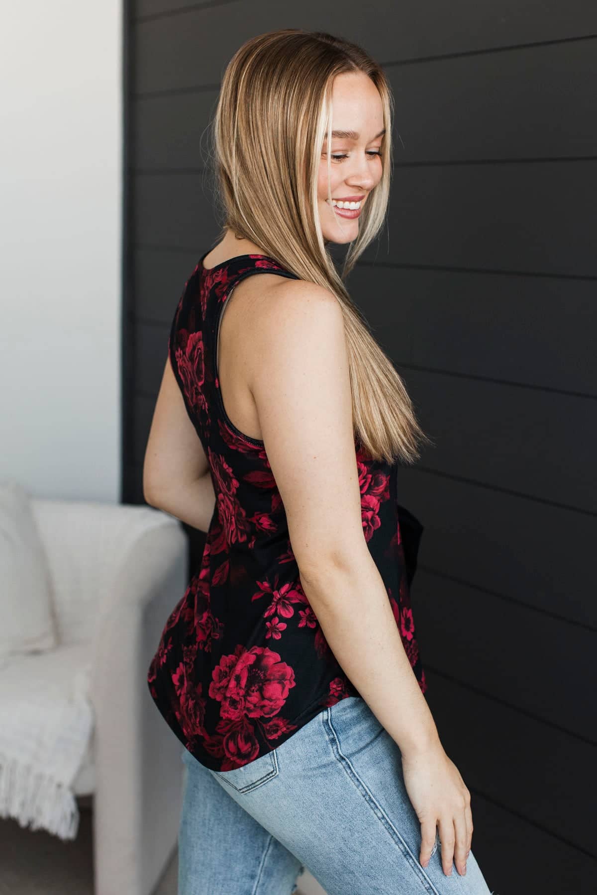 Heart Full of Wonder Floral Tank Top- Black & Red - Image 7
