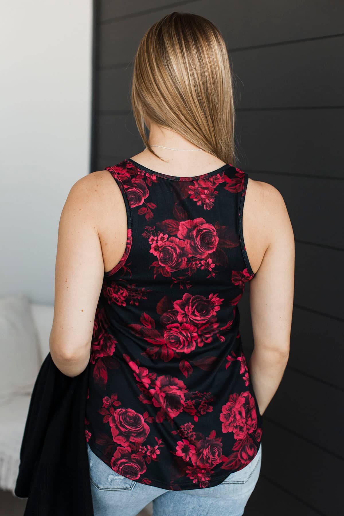 Heart Full of Wonder Floral Tank Top- Black & Red - Image 9