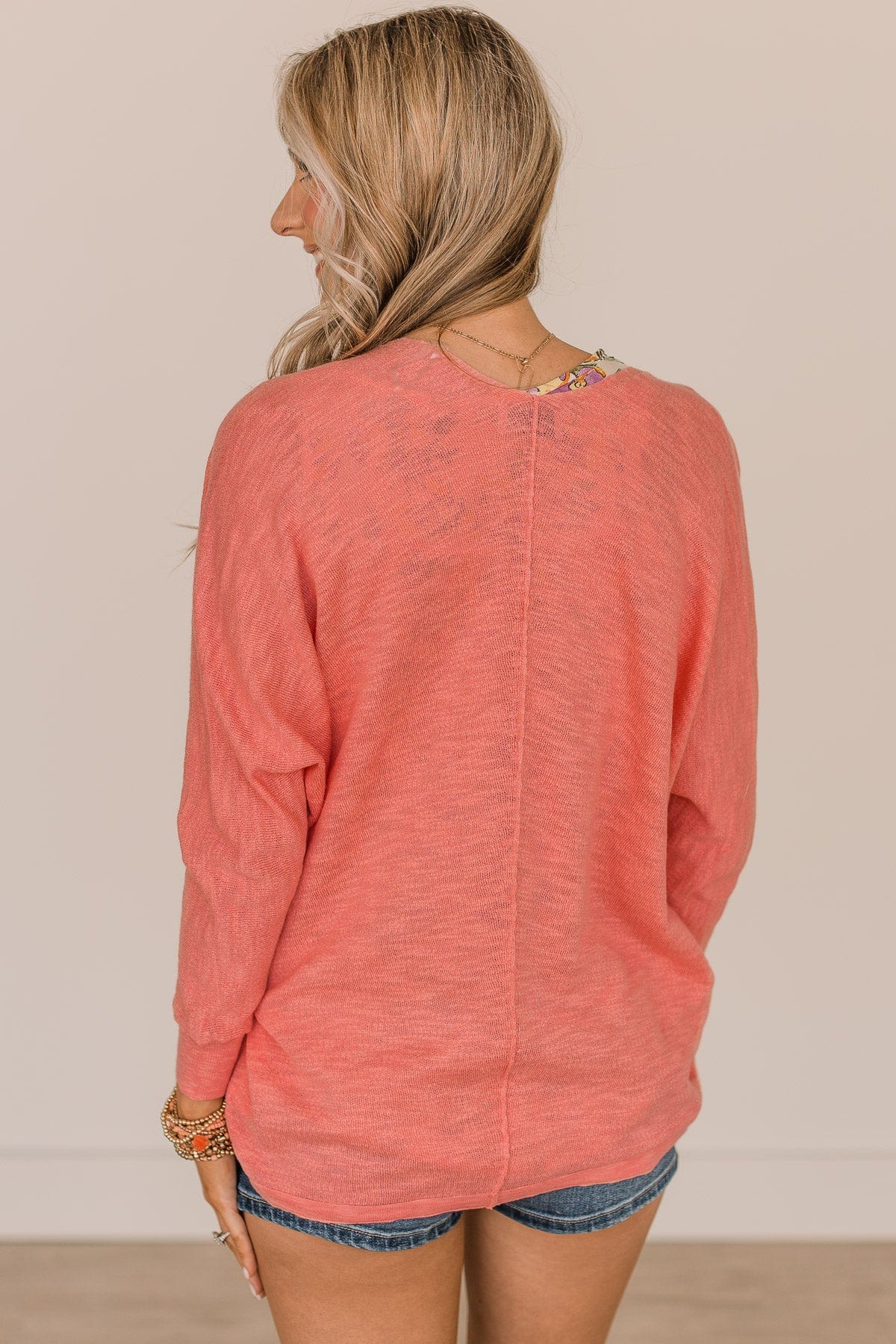 Heart Of Fire Open Front Knit Cardigan- Light Coral - Image 6