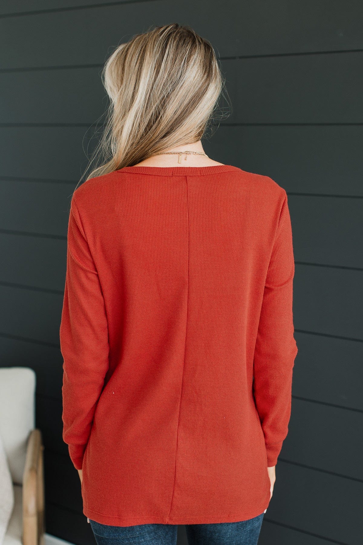 Heart On The Line Knit Top- Dark Rust - Image 6