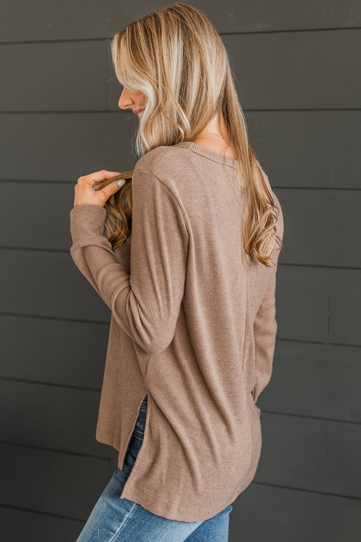 Heart On The Line Knit Top- Mocha - Image 5